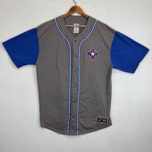 Logo Athletic Texas‎ Rangers Baseball Club Jersey Men's XL Gray Blue Button Down